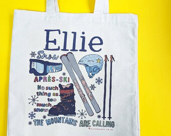 Personalised Snowboarding Ski, Snowboard, Snowgear Tote