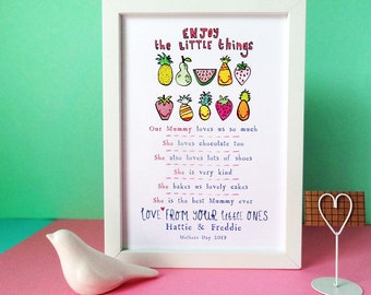 Lámina personalizada para mamá: Razones por las que te queremos, regalo para el Día de la Madre