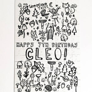 Cartão de aniversário personalizado para colorir com quebra-cabeça