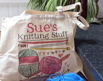 Personalised Knitting Bag, Knitting Gift, Knitters, Mother's day, Knitter, Yarn Bag, Mom Gift, Knitting Project Bag, Knit, knitting bag