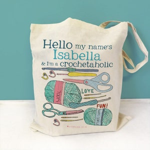 Crochet Bag, Crochet, Shopping Bag, Craft Bag, Shopper, Tote Bag, Personalised crochet bag, crocheting, crochet project bag, personalized