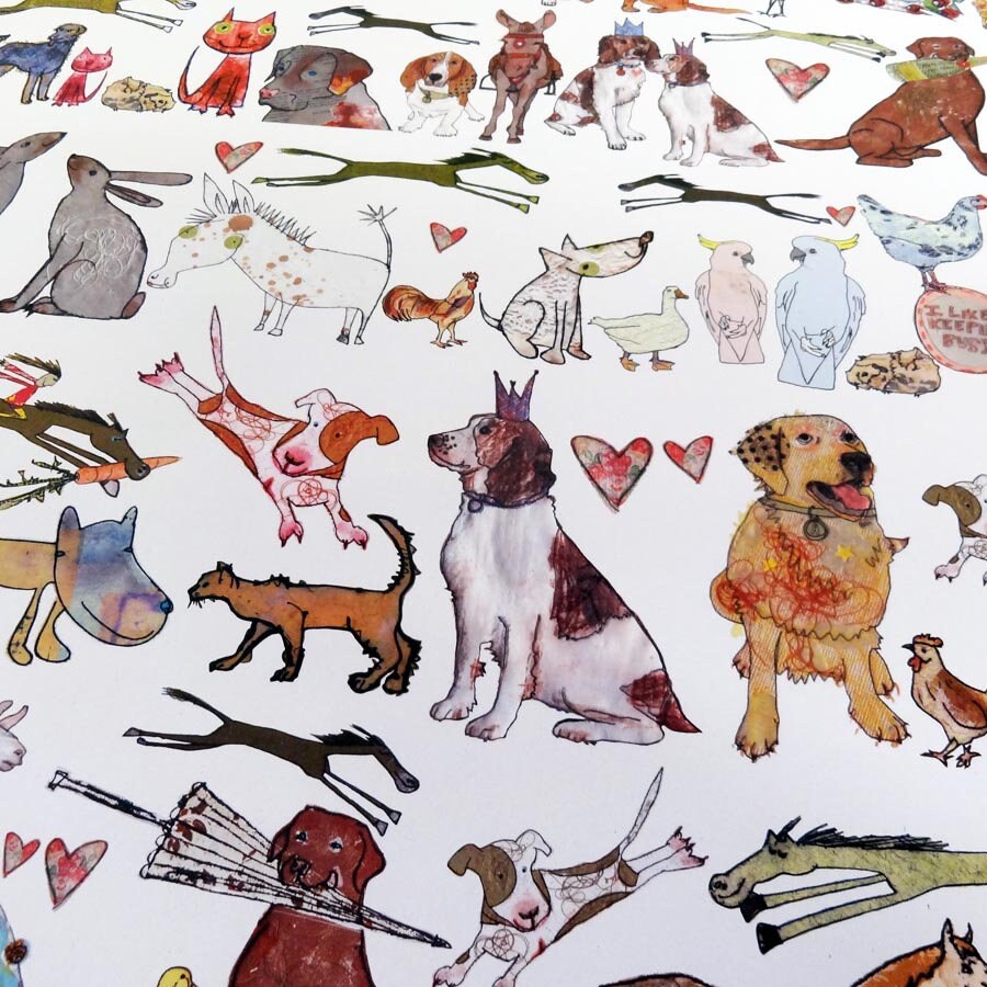 Gift Wrap, Quirky Eco Friendly Paper, Perfect pets design, Recycled Wrapping Paper, dogs and cats, pet wrapping paper design, Made in UK