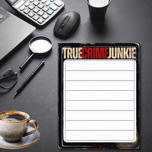 Bloc de notas para fanáticos de crímenes reales / Bloc de notas desprendible para detectives aficionados / Lista de tareas con ideas geniales / Notas para misterios de asesinato