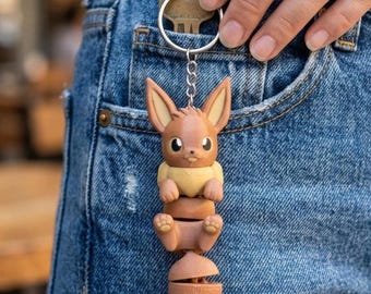 Articulated Pocket Monster Keychain, Flexible 3D Printed Creature Keychain