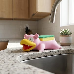 Jabonera Slowpoke impresa en 3D – Decoración para fregadero de cocina, organizador de baño