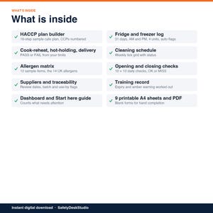 Plantilla de plan HACCP / Plantilla de seguridad alimentaria, hoja de registro de temperatura, matriz de alérgenos del Reino Unido / Plantilla para Excel y Google Sheets imagen 2