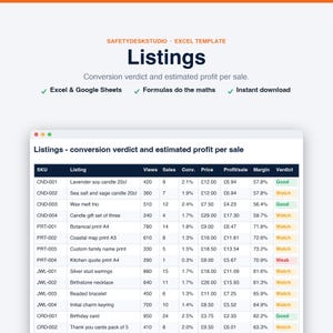 Etsy Seller Spreadsheet | Etsy Fee Calculator, Profit Tracker and Order Log | Etsy Bookkeeping | Excel & Google Sheets Template image 7