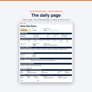 Szablon dziennika budowy | Dziennik budowy, Dzienny raport z budowy, Dziennik budowy, Dziennik wykonawcy | Szablon programu Excel i Arkuszy Google zdjęcie 4