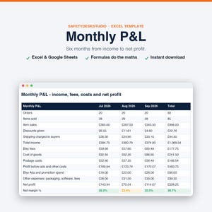 Etsy Seller Spreadsheet | Etsy Fee Calculator, Profit Tracker and Order Log | Etsy Bookkeeping | Excel & Google Sheets Template image 6