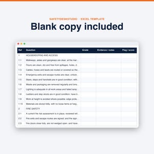 Workplace Safety Audit Checklist | 74-Question Inspection, Scoring & Action Log | Excel Google Sheets image 7