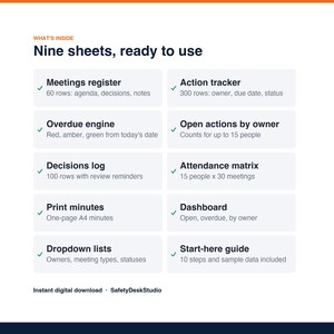 Meeting Minutes Template, Action Item Tracker and Decision Log | Meeting Notes Spreadsheet | Excel & Google Sheets Template image 2