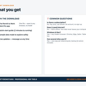 Permit to Work System | Offline Web App, 16 Permit Types, Approvals, Gas Tests & Expiry Tracker | ISO 45001 OSHA Aligned | Fully Editable image 9