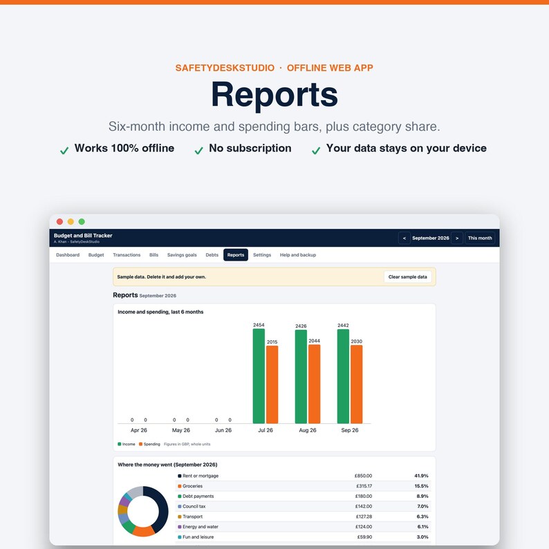 Budget App | Offline Monthly Budget Planner and Bill Tracker for UK Households | Works in Any Browser, No Subscription image 7