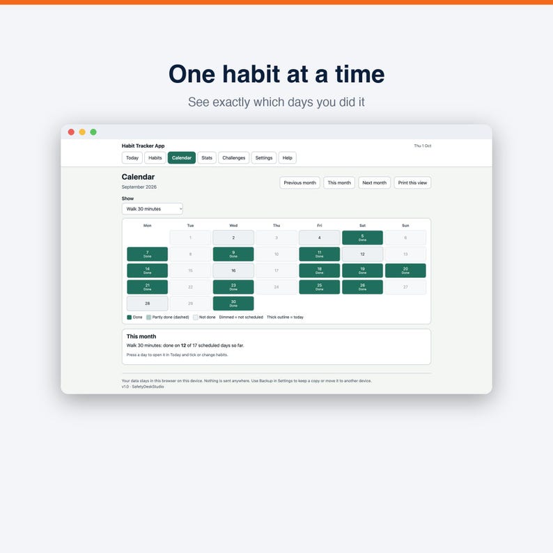 Habit Tracker App | Offline Habit and Streak Tracker for Daily Routines | Works in Any Browser, No Subscription image 6