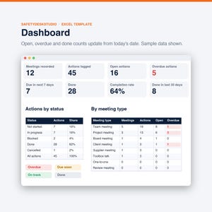 Meeting Minutes Template, Action Item Tracker and Decision Log | Meeting Notes Spreadsheet | Excel & Google Sheets Template image 3