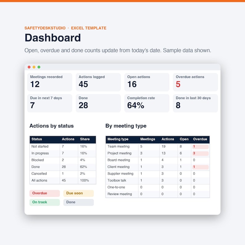 Meeting Minutes Template, Action Item Tracker and Decision Log | Meeting Notes Spreadsheet | Excel & Google Sheets Template image 3