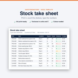 Inventory Spreadsheet | Stock Tracker with Reorder List and Stock Take Sheet | Small Business Inventory | Excel & Google Sheets Template image 7