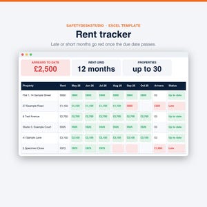 Landlord Templates UK | HMO Landlord Compliance Tracker, Gas Safety and EICR Tracker, Rent Tracker | Excel and Google Sheets Template image 5