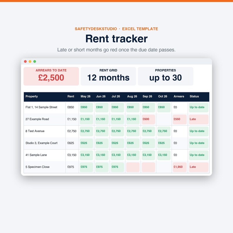 Landlord Templates UK | HMO Landlord Compliance Tracker, Gas Safety and EICR Tracker, Rent Tracker | Excel and Google Sheets Template image 5