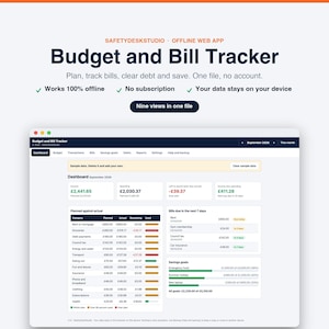 Budget App | Offline Monthly Budget Planner and Bill Tracker for UK Households | Works in Any Browser, No Subscription image 1