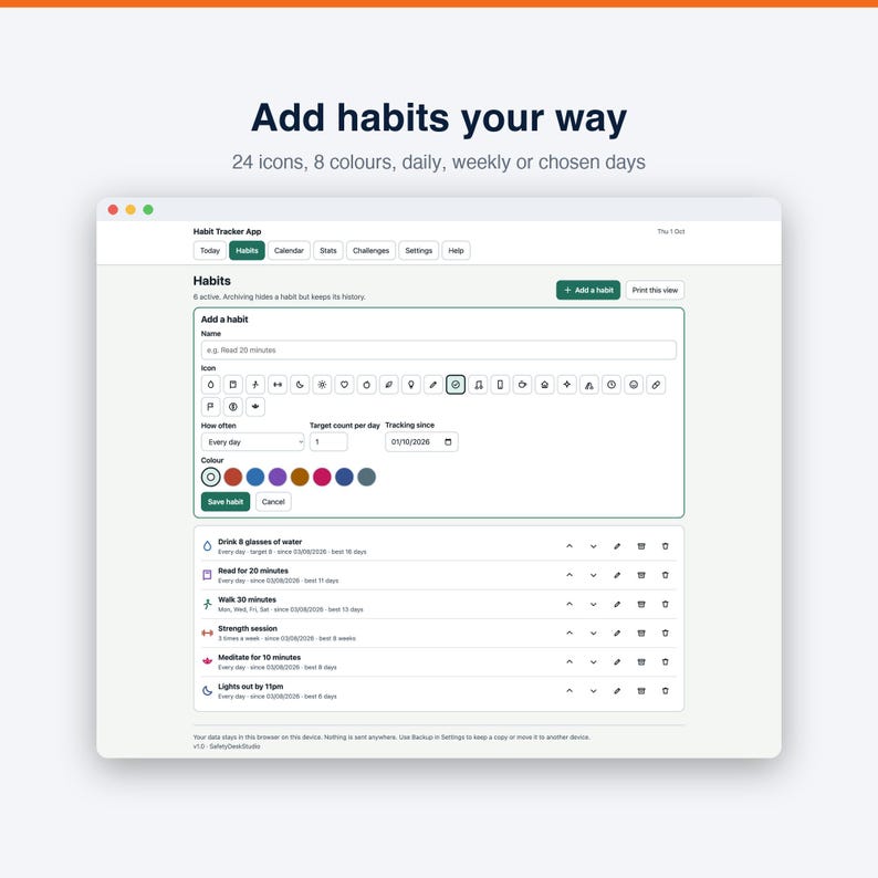 Habit Tracker App | Offline Habit and Streak Tracker for Daily Routines | Works in Any Browser, No Subscription image 4