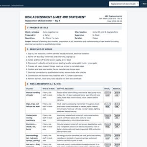 RAMS-Generator | Web-App zur Erstellung von Arbeitsanweisungen und Risikobewertungen | Bibliothek mit 25 Gefahren, 5x5-Bewertung, druckfertiges A4-Format | Für Bauunternehmen in Großbritannien Bild 2