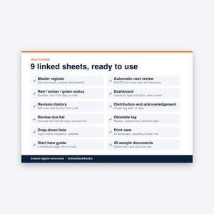 Document Control Register Excel Template | ISO 9001 Review Tracker & Dashboard, Google Sheets image 2