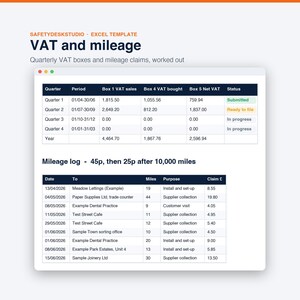 Small Business Bookkeeping Spreadsheet UK | Self Employed Income and Expense Tracker, VAT and Mileage | Excel & Google Sheets Template image 7