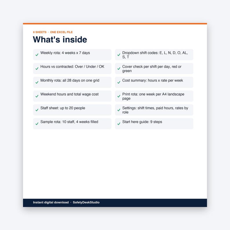 Roostersjabloon, personeelsrooster en ploegendienstplanner, wekelijks en maandelijks rooster met loonkosten | Excel- en Google Sheets-sjabloon afbeelding 2