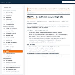 52 charlas de seguridad / Un año de sesiones informativas de seguridad de 5 minutos con hojas de firma / Editable e imprimible / Seguridad en obras de construcción y almacenes imagen 5