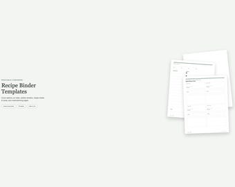 Recipe Binder Templates, Printable Cookbook Pages & Index