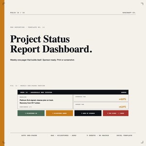 Project Status Report Dashboard | Auto Build Weekly One-pager (excel ...