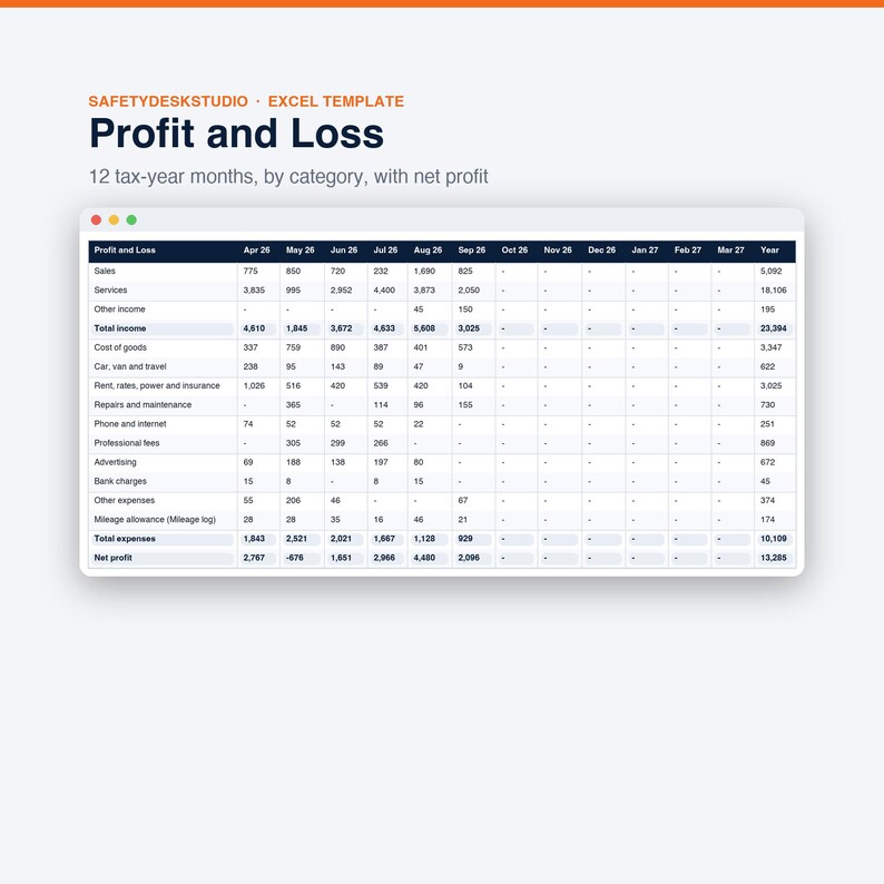 Small Business Bookkeeping Spreadsheet UK | Self Employed Income and Expense Tracker, VAT and Mileage | Excel & Google Sheets Template image 3