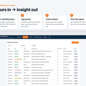 HSE Dashboard | Safety Performance Tracker Offline Web App | Incident Log, Auto TRIR & Injury Rates, Charts, Monthly Report | ISO 45001 image 4