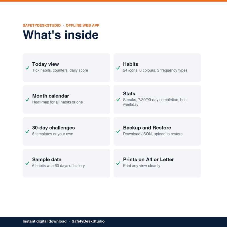 Habit Tracker App | Offline Habit and Streak Tracker for Daily Routines | Works in Any Browser, No Subscription image 2