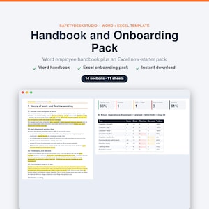 Employee Handbook Template UK | Staff Handbook, New Starter Checklist, Induction and Probation Review | Word and Excel Pack image 1