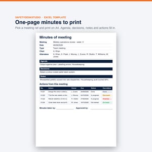 Meeting Minutes Template, Action Item Tracker and Decision Log | Meeting Notes Spreadsheet | Excel & Google Sheets Template image 6