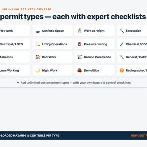Permit to Work System | Offline Web App, 16 Permit Types, Approvals, Gas Tests & Expiry Tracker | ISO 45001 OSHA Aligned | Fully Editable image 3