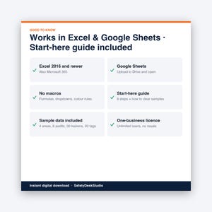 Modello Excel per la checklist di audit 5S / Dashboard di valutazione, tracker Kaizen e registro delle etichette rosse immagine 8