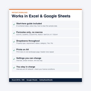 Landlord Templates UK | HMO Landlord Compliance Tracker, Gas Safety and EICR Tracker, Rent Tracker | Excel and Google Sheets Template image 8