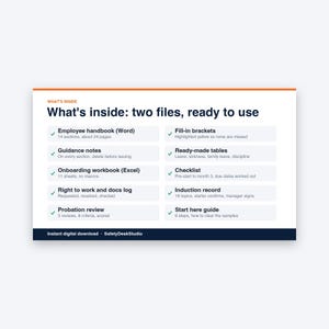 Employee Handbook Template UK | Staff Handbook, New Starter Checklist, Induction and Probation Review | Word and Excel Pack image 2