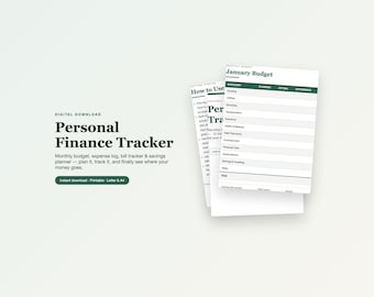 Personal Finance Tracker Printable And Excel Budget Planner