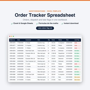 Kalkylblad för orderspårning för småföretag, kundorderlogg, utskicksspårning och försäljningsspårning | Mall för Excel och Google Sheets bild 1