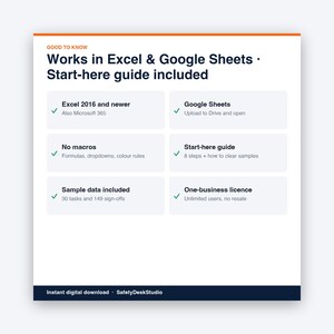 Sjabloon voor schoonmaakschema | Schoonmaakchecklist, schoonmaakrooster voor kantoor en keuken, aftekenlijst | Sjabloon voor Excel en Google Sheets afbeelding 8