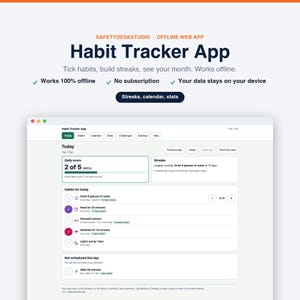 Habit Tracker App | Offline Habit and Streak Tracker for Daily Routines | Works in Any Browser, No Subscription image 1