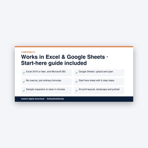 Workplace Safety Audit Checklist | 74-Question Inspection, Scoring & Action Log | Excel Google Sheets image 8