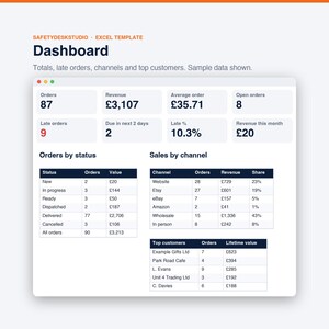 Kalkylblad för orderspårning för småföretag, kundorderlogg, utskicksspårning och försäljningsspårning | Mall för Excel och Google Sheets bild 3