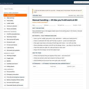 52 charlas de seguridad / Un año de sesiones informativas de seguridad de 5 minutos con hojas de firma / Editable e imprimible / Seguridad en obras de construcción y almacenes imagen 3