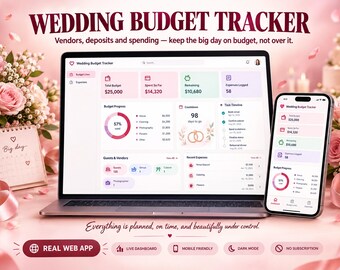 Budgettracker voor bruiloften - Google Sheets webapp-dashboard | Kosten- en leverancierstracker