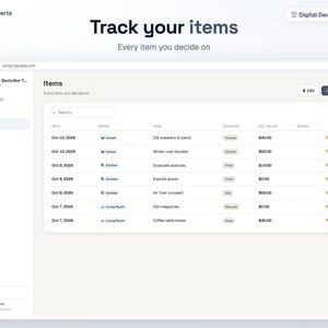 Digital Declutter Tracker — Google Sheets web app, image 5